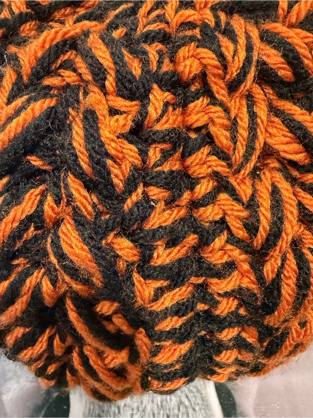 Handmade Crochet Pumpkin Black & Orange Halloween Fall Tabletop Decor - Picture 3 of 3